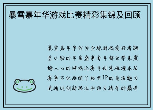 暴雪嘉年华游戏比赛精彩集锦及回顾